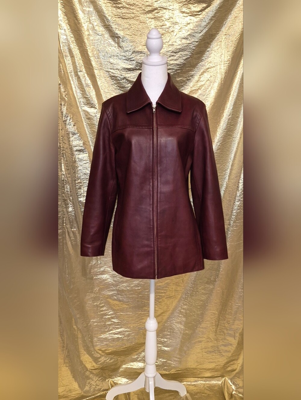 Coach 1941 Women’s Leather Zip Jacket - Burgundy